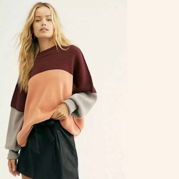 Free People Easy Street Colorblock Sweater - Picture 1 of 8
